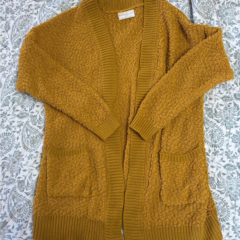Cozy Open-Front Cardigan Sweater - Mustard